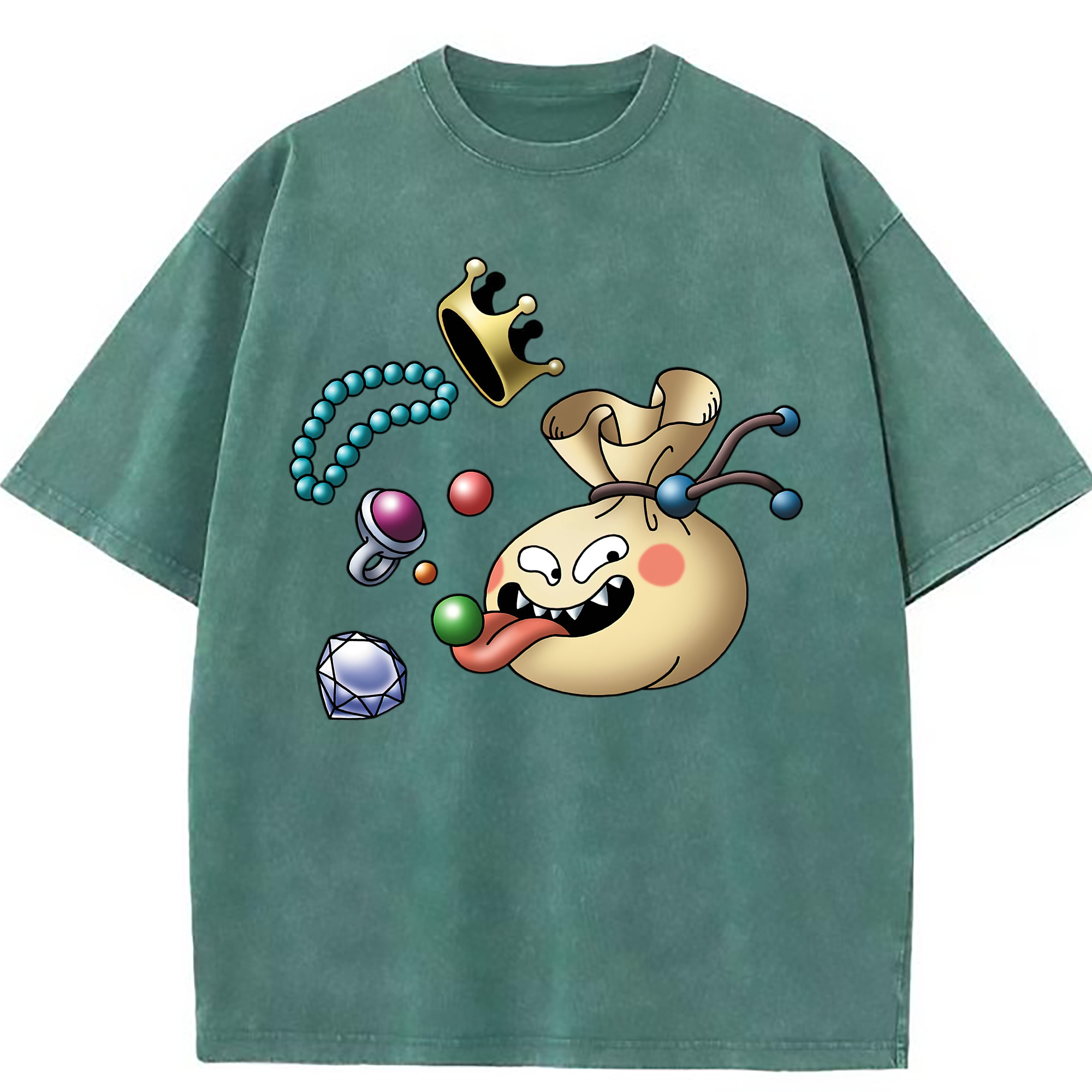 （画像用） ドラゴンクエスト Doragon Kuesuto Dragon Quest 綿100% ヴィンテージ風 半袖Tシャツ（フロントプリント）
